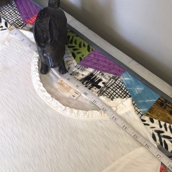 Nation LTD Long Sleeve Off White Ruffle Neck T-Shirt sz Large - Picture 5 of 11